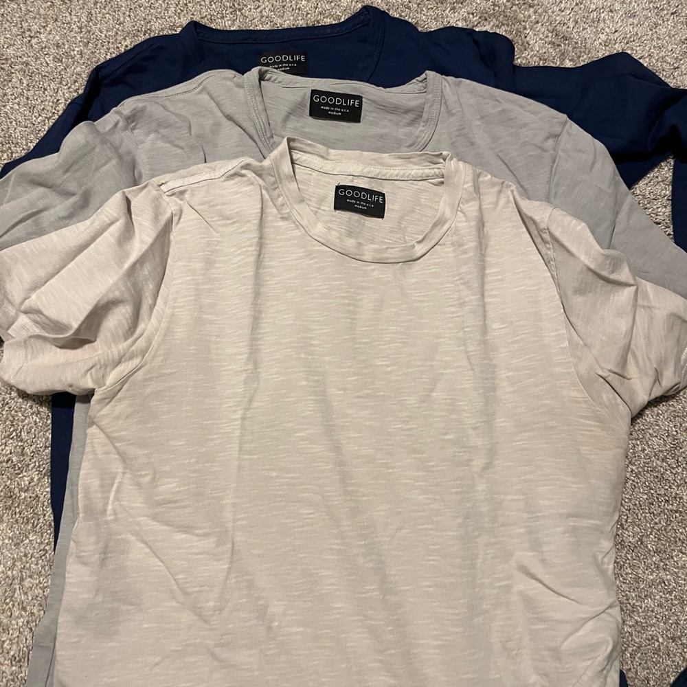 Goodlife Tee Trio - Blue, Light Gray, Cream